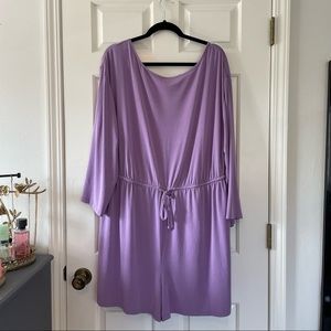 MOVING SALE - Eloquii Tie Front Long Sleeve Pastel Purple Romper Sz 18/20